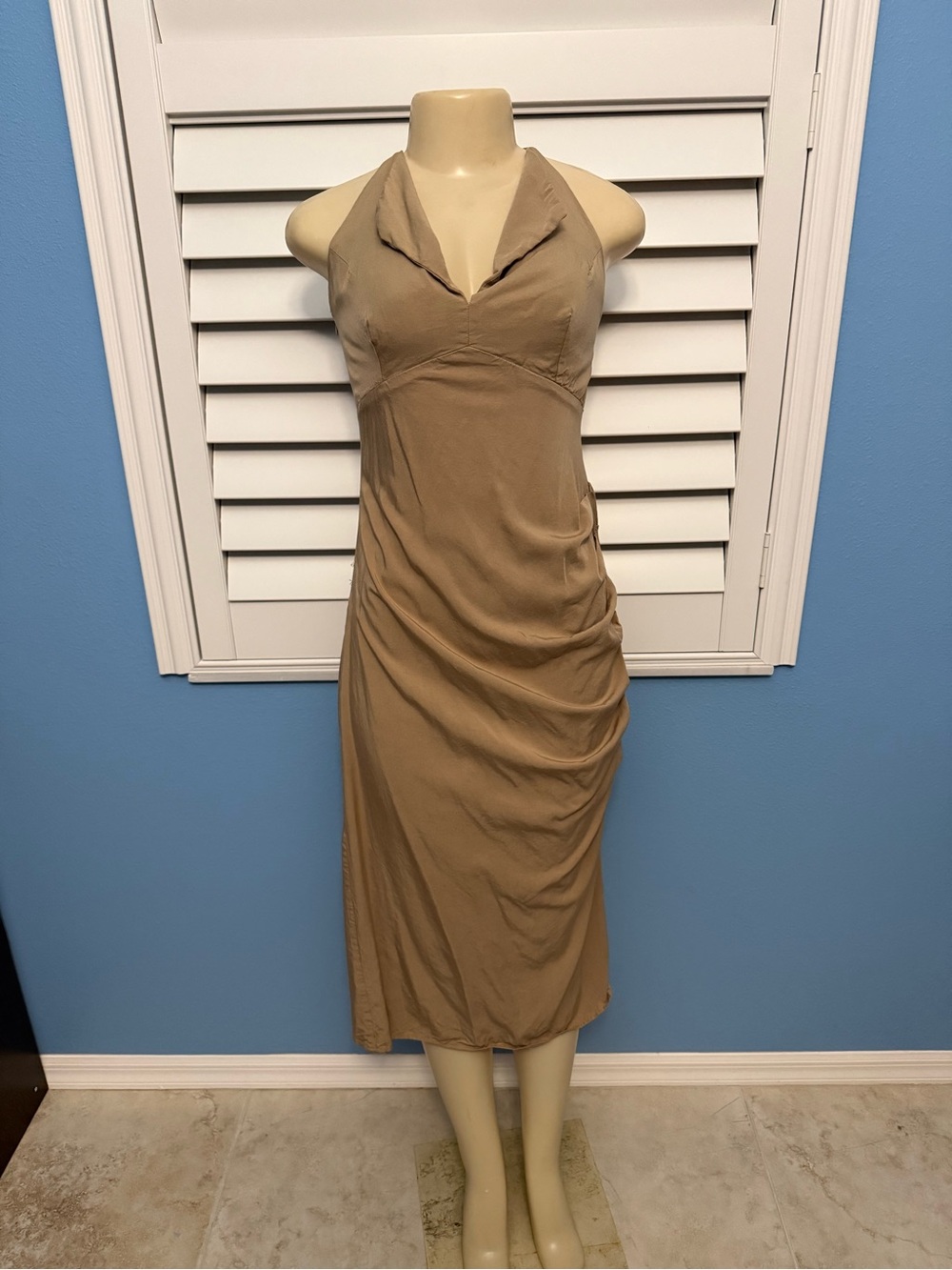 Women’s Halter Midi Dress in Camel